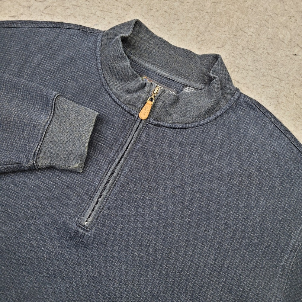 Greg Norman‎ Golf 1/4 Zip Pullover Sweater Mens 2XL Dark Blue Waffle Knit Mock